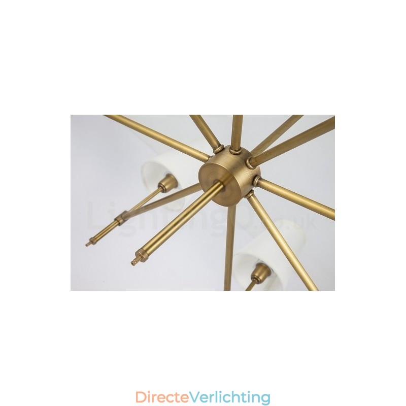 8-lichts retro rustieke luxe messing hanglamp kroonluchter met stoffen kap