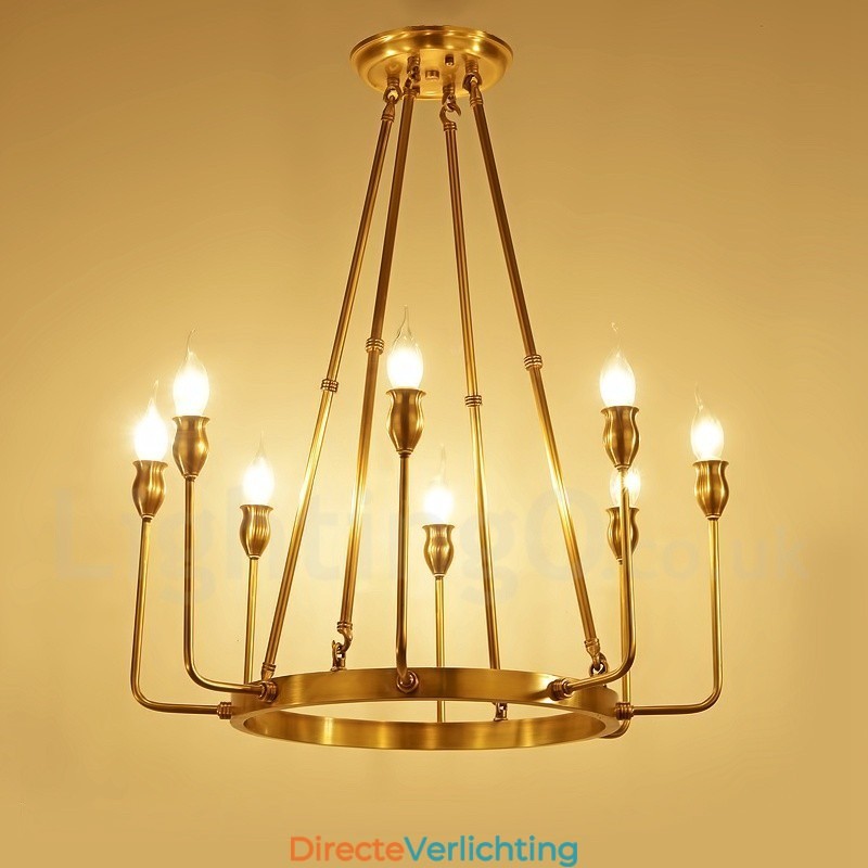 6-lichts 8-lichts retro rustieke luxe messing hanglamp kroonluchter