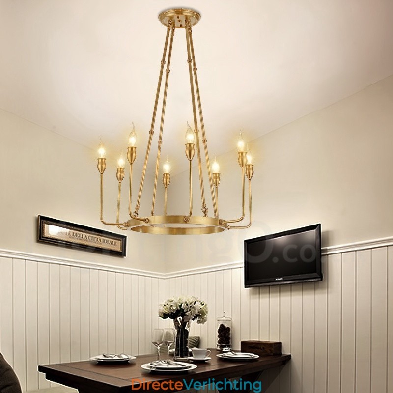 6-lichts 8-lichts retro rustieke luxe messing hanglamp kroonluchter