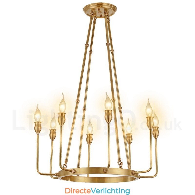 6-lichts 8-lichts retro rustieke luxe messing hanglamp kroonluchter