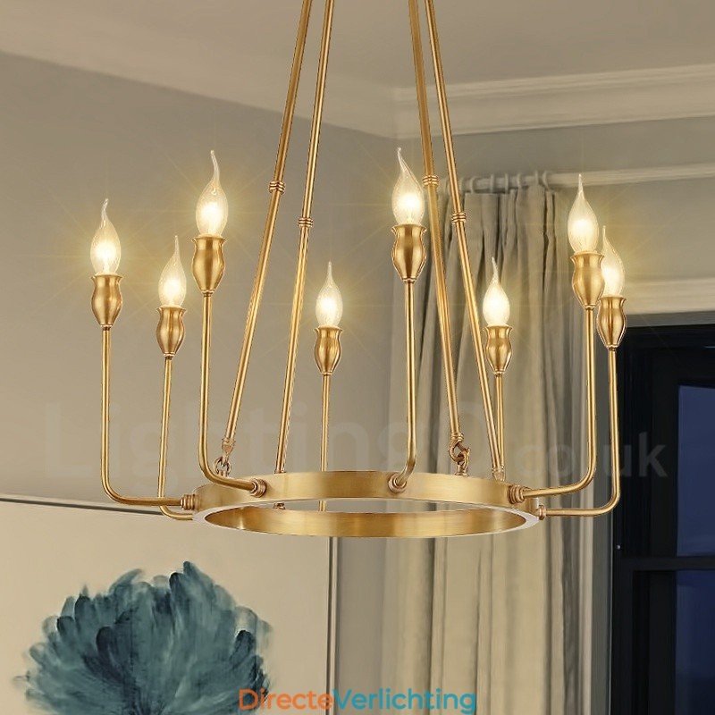 6-lichts 8-lichts retro rustieke luxe messing hanglamp kroonluchter