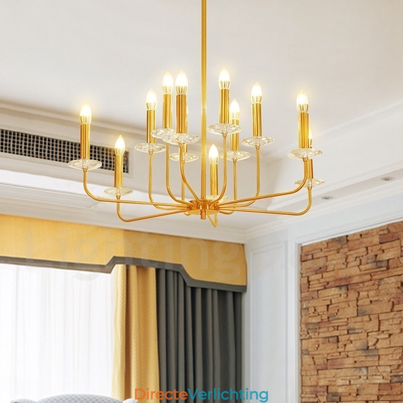 12 Licht Retro Rustieke Luxe Messing Hanglamp Kroonluchter