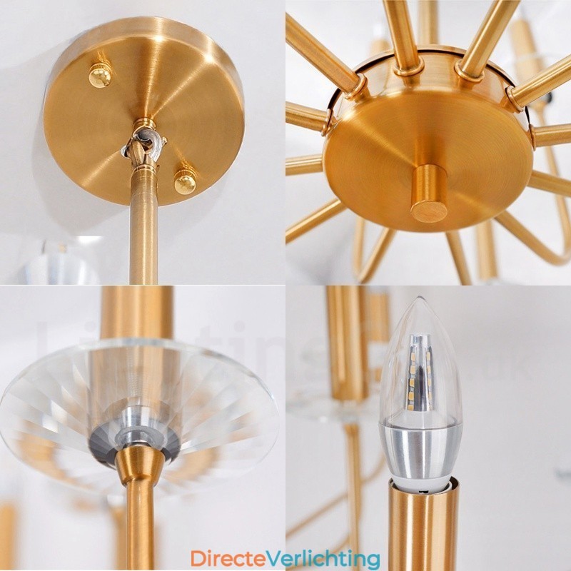 12 Licht Retro Rustieke Luxe Messing Hanglamp Kroonluchter