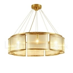 8-lichts retro rustieke luxe messing hanglamp kroonluchter met glazen kap