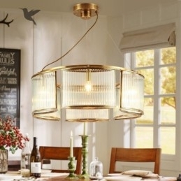 6-lichts retro rustieke luxe messing hanglamp kroonluchter met glazen kap