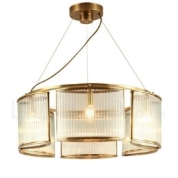 6-lichts retro rustieke luxe messing hanglamp kroonluchter met glazen kap