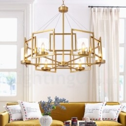 6-lichts retro rustieke luxe messing hanglamp kroonluchter met glazen kap
