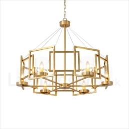 6-lichts retro rustieke luxe messing hanglamp kroonluchter met glazen kap