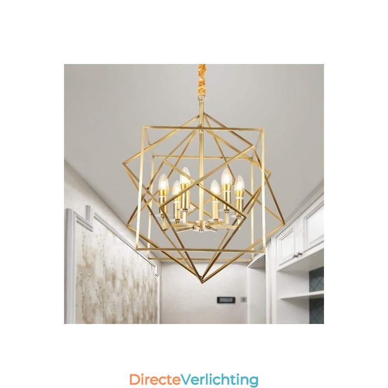 6-lichts retro rustieke luxe messing hanglamp kroonluchter