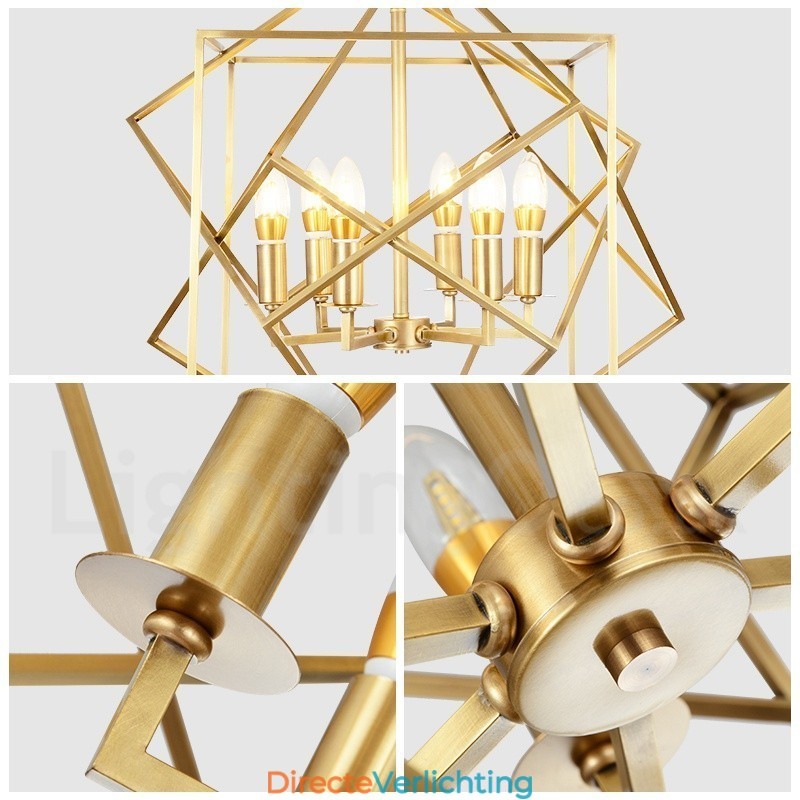 6-lichts retro rustieke luxe messing hanglamp kroonluchter
