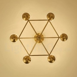 6-lichts retro rustieke luxe messing hanglamp kroonluchter met glazen kap