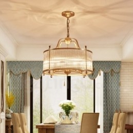 5-lichts retro rustieke luxe messing hanglamp kroonluchter met glazen kap