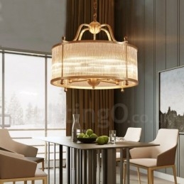 5-lichts retro rustieke luxe messing hanglamp kroonluchter met glazen kap