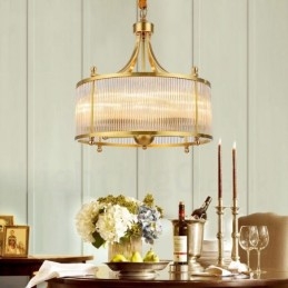 5-lichts retro rustieke luxe messing hanglamp kroonluchter met glazen kap