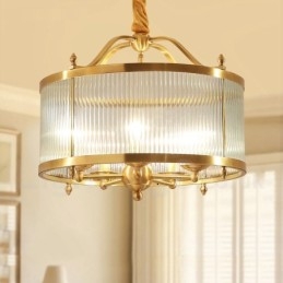 5-lichts retro rustieke luxe messing hanglamp kroonluchter met glazen kap