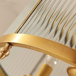 5-lichts retro rustieke luxe messing hanglamp kroonluchter met glazen kap