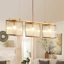 3-lichts retro rustieke luxe messing hanglamp kroonluchter met glazen kap