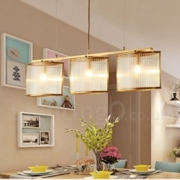 3-lichts retro rustieke luxe messing hanglamp kroonluchter met glazen kap