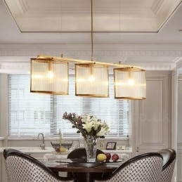3-lichts retro rustieke luxe messing hanglamp kroonluchter met glazen kap