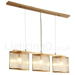 3-lichts retro rustieke luxe messing hanglamp kroonluchter met glazen kap