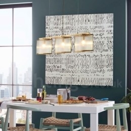 3-lichts retro rustieke luxe messing hanglamp kroonluchter met glazen kap