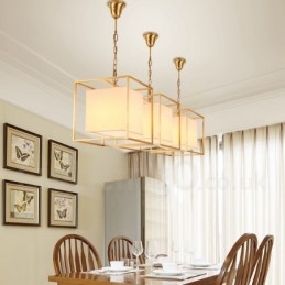 1-lichts retro rustieke luxe messing hanglamp kroonluchter met stoffen kap