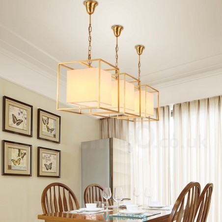 1-lichts retro rustieke luxe messing hanglamp kroonluchter met stoffen kap 1-lichts retro rustieke luxe messing hanglamp kroonluchter met stoffen kap