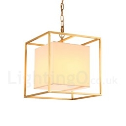 1-lichts retro rustieke luxe messing hanglamp kroonluchter met stoffen kap