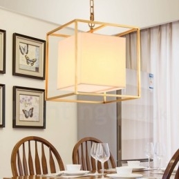 1-lichts retro rustieke luxe messing hanglamp kroonluchter met stoffen kap