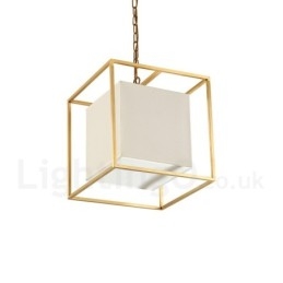 1-lichts retro rustieke luxe messing hanglamp kroonluchter met stoffen kap