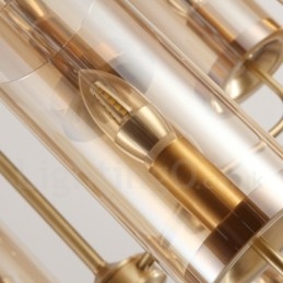 6-lichts retro rustieke luxe messing hanglamp kroonluchter met glazen kap