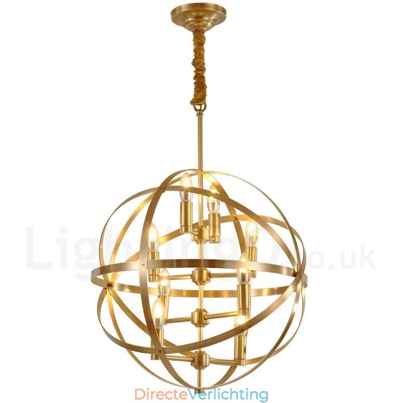 8-lichts retro rustieke luxe messing hanglamp kroonluchter