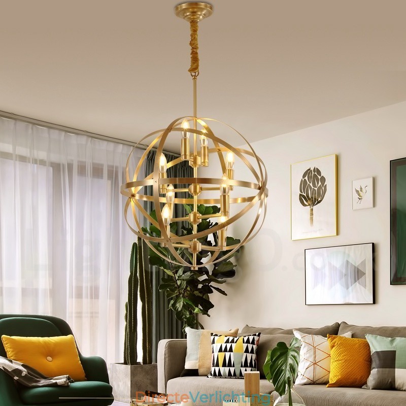 8-lichts retro rustieke luxe messing hanglamp kroonluchter