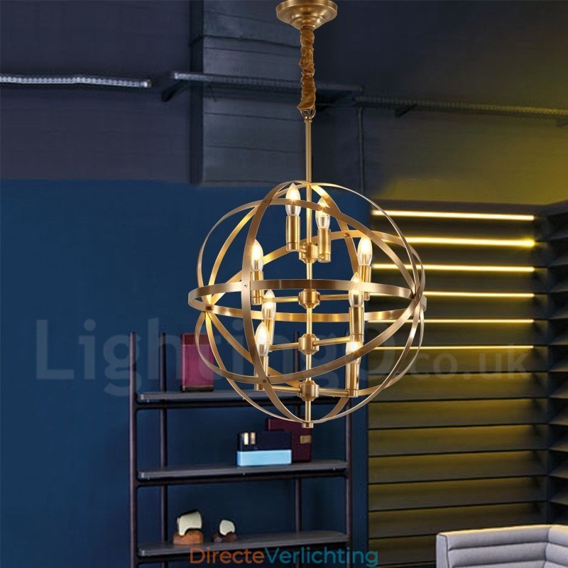 8-lichts retro rustieke luxe messing hanglamp kroonluchter