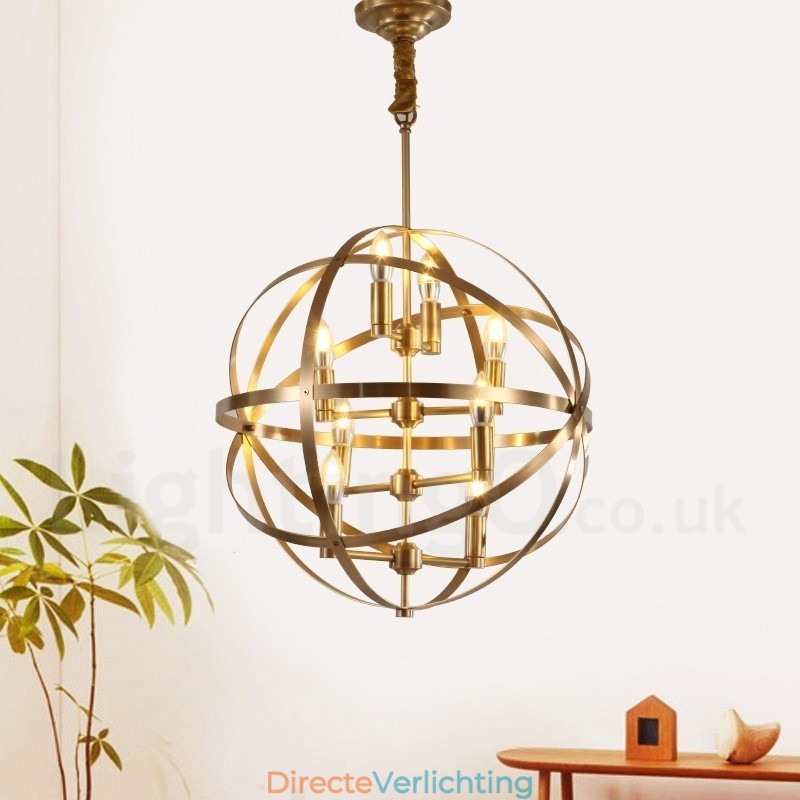 8-lichts retro rustieke luxe messing hanglamp kroonluchter