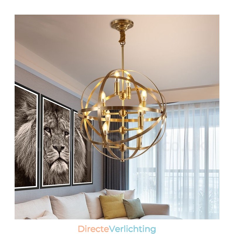 8-lichts retro rustieke luxe messing hanglamp kroonluchter