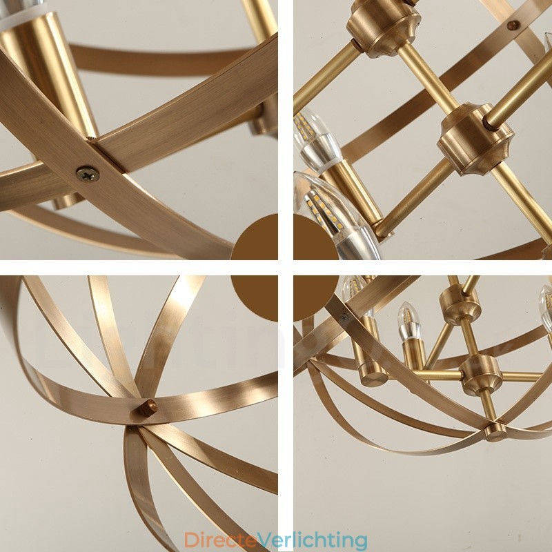 8-lichts retro rustieke luxe messing hanglamp kroonluchter