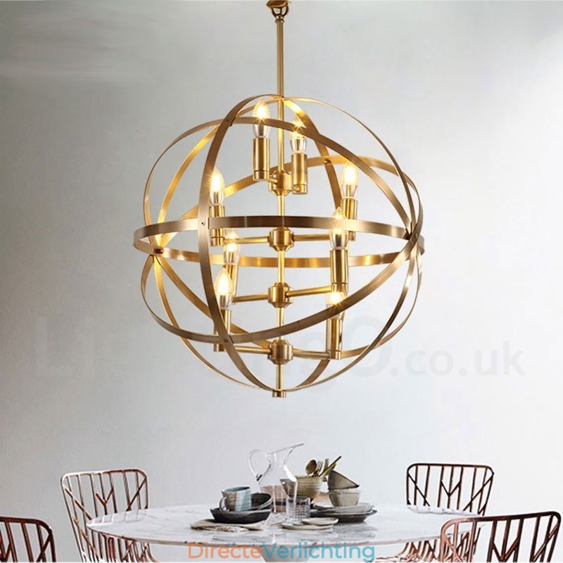8-lichts retro rustieke luxe messing hanglamp kroonluchter