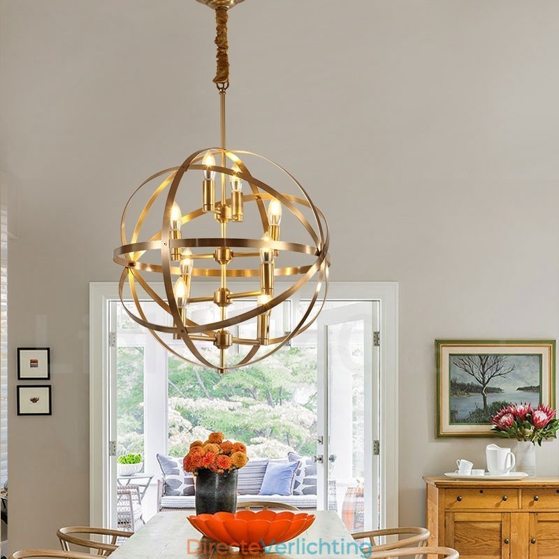 8-lichts retro rustieke luxe messing hanglamp kroonluchter
