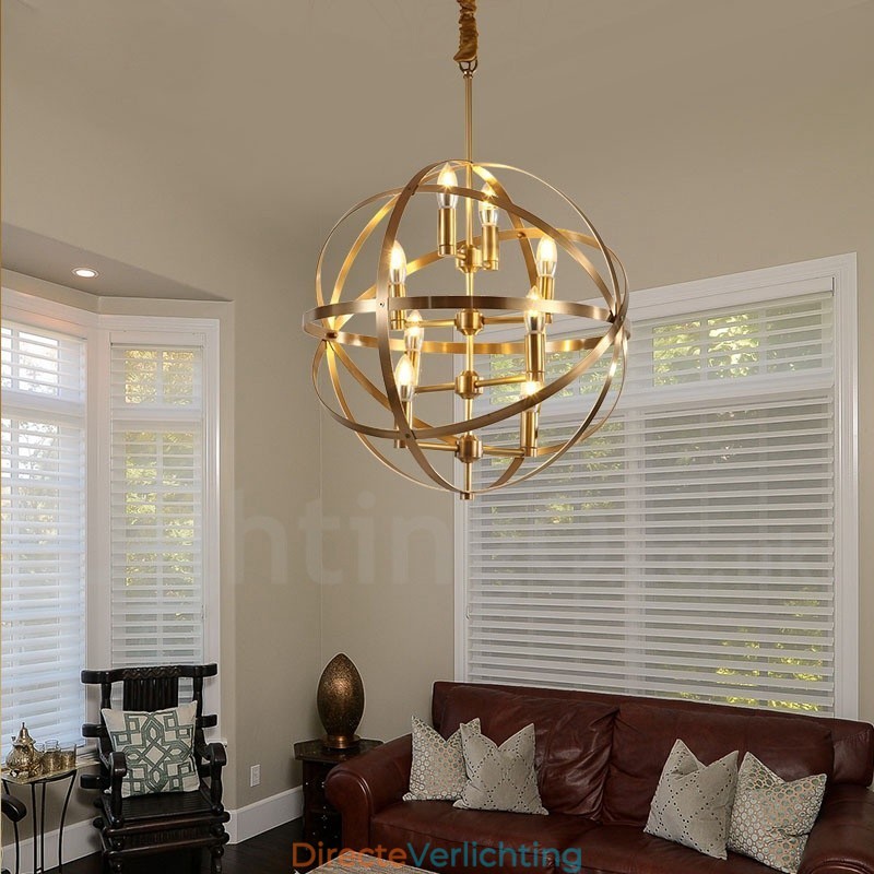 8-lichts retro rustieke luxe messing hanglamp kroonluchter