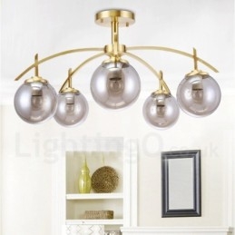 8-lichts retro rustieke luxe messing hanglamp kroonluchter met glazen kap