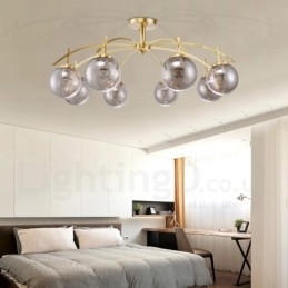 8-lichts retro rustieke luxe messing hanglamp kroonluchter met glazen kap