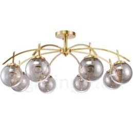 8-lichts retro rustieke luxe messing hanglamp kroonluchter met glazen kap