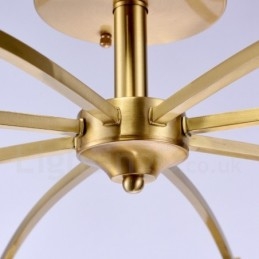8-lichts retro rustieke luxe messing hanglamp kroonluchter met glazen kap
