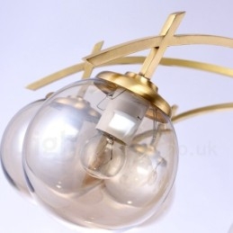 8-lichts retro rustieke luxe messing hanglamp kroonluchter met glazen kap