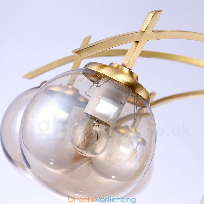 8-lichts retro rustieke luxe messing hanglamp kroonluchter met glazen kap