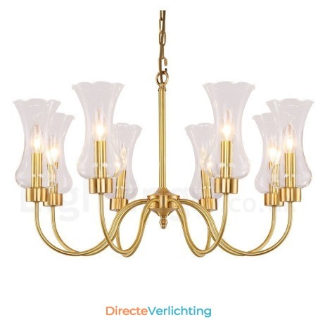 8-lichts retro rustieke luxe messing hanglamp kroonluchter met glazen kap 8-lichts retro rustieke luxe messing hanglamp kroonluchter met glazen kap