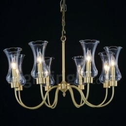 8-lichts retro rustieke luxe messing hanglamp kroonluchter met glazen kap