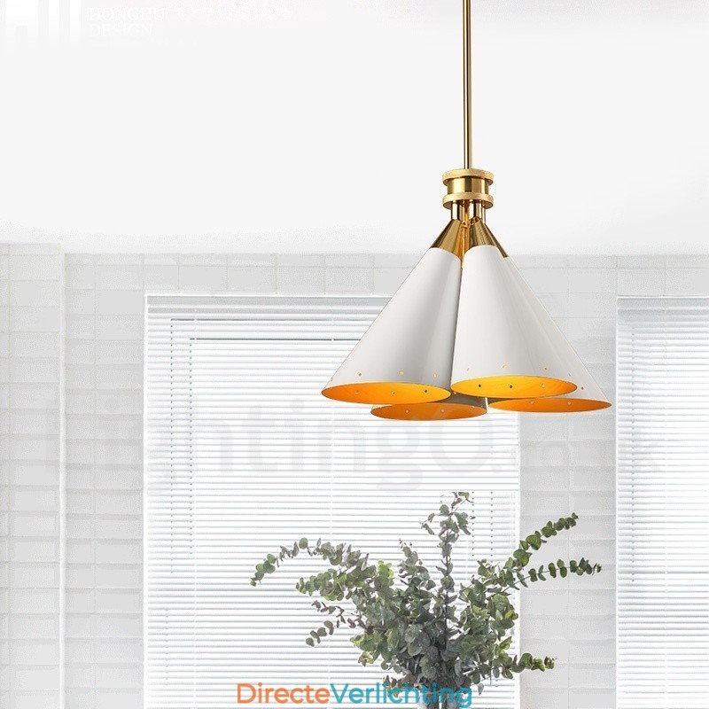 4-lichts retro rustieke luxe aluminiumlegering hanglamp kroonluchter met aluminiumlegering kap