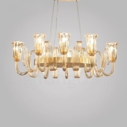 8-lichts retro rustieke luxe aluminiumlegering hanglamp kroonluchter met glazen kap